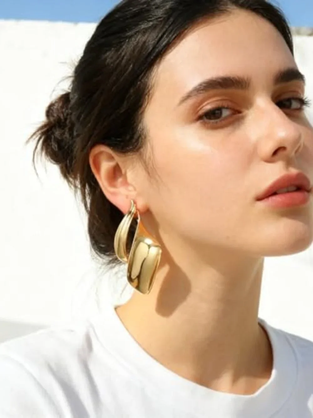 Chunky Gold/Silver Statement Earrings for Women, 14K Gold Plated Big Irregular